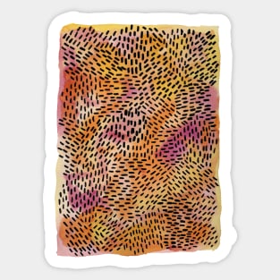 Abstract Summer Watercolor Painting in Pink, Orange, Yellow, and Black | Sunset Dance Sticker